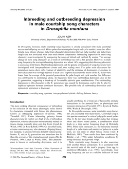 Inbreeding and Outbreeding Depression in Male Courtship Song Characters in Drosophila Montana