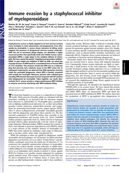 Immune Evasion by a Staphylococcal Inhibitor of Myeloperoxidase