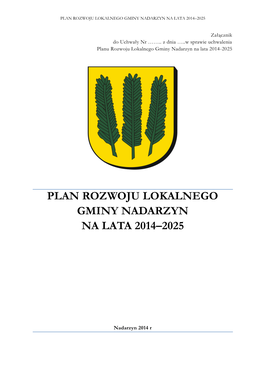 Plan Rozwoju Lokalnego Gminy Nadarzyn Na Lata 2014–2025