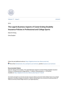 The Legal & Business Aspects of Career-Ending Disability Insurance