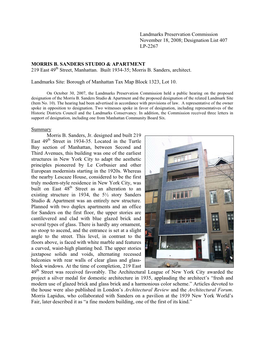 Landmarks Preservation Commission November 18, 2008; Designation List 407 LP-2267