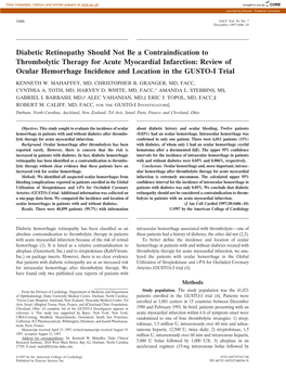 Diabetic Retinopathy Should Not Be a Contraindication To