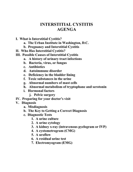 Interstitial Cystitis Agenga