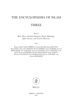 Encyclopaedia of Islam, THREE