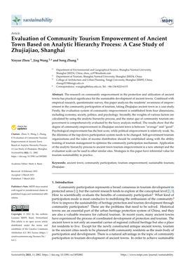 Evaluation of Community Tourism Empowerment of Ancient Town Based on Analytic Hierarchy Process: a Case Study of Zhujiajiao, Shanghai