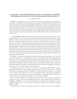 Quadratic Volume-Preserving Maps: (Un)Stable Manifolds, Hyperbolic Dynamics, and Vortex-Bubble Bifurcations