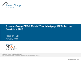 Everest Group PEAK Matrix™ for Mortgage BPO Service Providers 2019