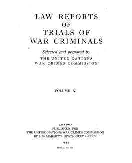 Law Reports of Trial of War Criminals, Volume XI, English