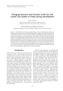 Changing Structure and Function of the Ear and Lateral Line System of Fishes During Development