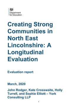 Creating Strong Communities in North East Lincolnshire: a Longitudinal Evaluation