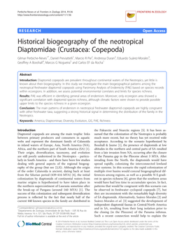 Historical Biogeography of the Neotropical Diaptomidae