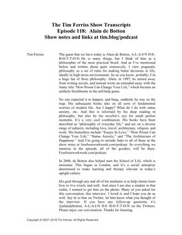 118: How Philosophy Can Change Your Life, Alain De Botton