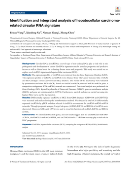 Related Circular RNA Signature