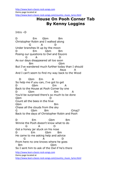 House on Pooh Corner Tab by Kenny Loggins