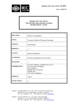 DATE : --- 3 2 DQG / 0HPEHUV RI ,62,(& -7& 6&  DISTRIBUTION : :* &RQYHQHUV 6HFUHWDULDWV :*  0HPEHUV ,62,(& -7&  6HFUHWDULDW ,62,(& ,77) UTC and L2 Members