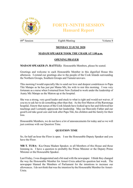 FORTY-NINTH SESSION Hansard Report