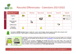 Raccolta Differenziata - Calendario 2021/2022