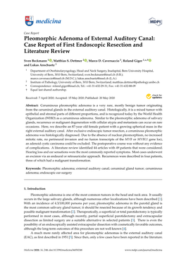 Pleomorphic Adenoma of External Auditory Canal: Case Report of First Endoscopic Resection and Literature Review