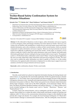 Twitter-Based Safety Confirmation System for Disaster Situations