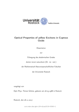 Optical Properties of Yellow Excitons in Cuprous Oxide