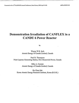 Demonstration Irradiation of CANFLEX in a CANDU 6 Power Reactor