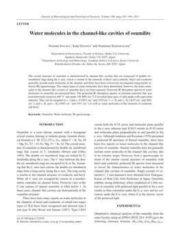 Water Molecules in the Channel-Like Cavities of Osumilite