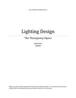 Lighting Design the Threepenny Opera