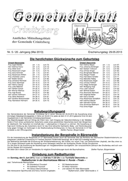 Gemeindeblatt Mai 2013