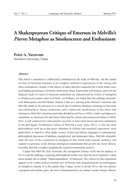 A Shakespearean Critique of Emerson in Melville's Pierre