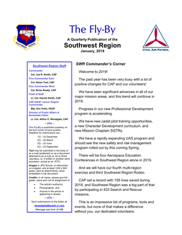 The Fly-By a Quarterly Publication of the Southwest Region January, 2019