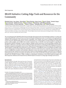 BRAIN Initiative: Cutting-Edge Tools and Resources for the Community