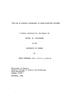 The Use of Acoustic Waveguides in Sound Detecting Systems