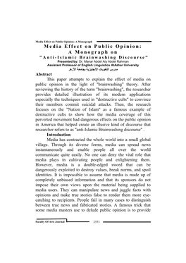 Media Effect on Public Opinion: a Monograph on 