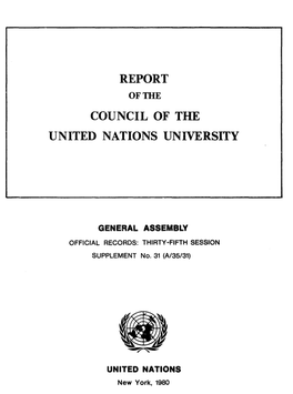 Report Council of the United Nations University