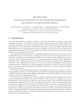 The Data Grid: Towards an Architecture for the Distributed Management and Analysis of Large Scientiﬁc Datasets