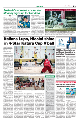 Italians Lupo, Nicolai Shine in 4-Star Katara Cup V'ball