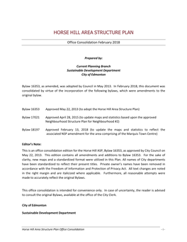Horse Hill Area Structure Plan