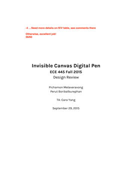 Invisible Canvas Digital Pen ECE 445 Fall 2015 Design Review