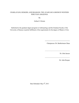 Charlatans, Seekers, and Shamans: the Ayahuasca Boom in Western Peruvian Amazonia