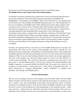 His Eminence the Third Jamgon Kongtrul Rinpoche, Karma Lodrö Chökyi Senge the Buddha Nature in the Context of the Three Dharmachakras