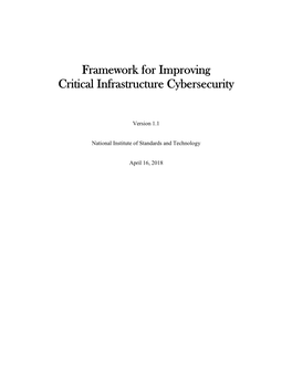 Framework for Improving Critical Infrastructure