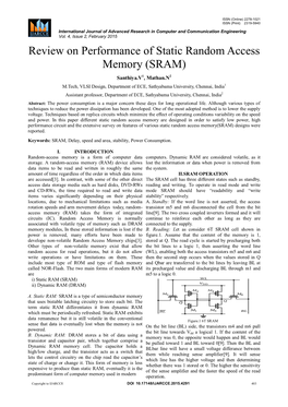 Review on Performance of Static Random Access Memory (SRAM)