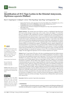 Identification of 35 C-Type Lectins in the Oriental Armyworm, Mythimna