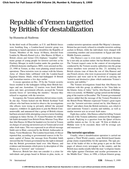 Republic of Yemen Targetted by British for Destabilization