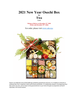 2021 New Year Osechi Box for Two $180