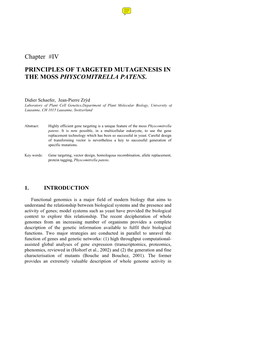 Chapter #IV PRINCIPLES of TARGETED MUTAGENESIS in the MOSS PHYSCOMITRELLA PATENS