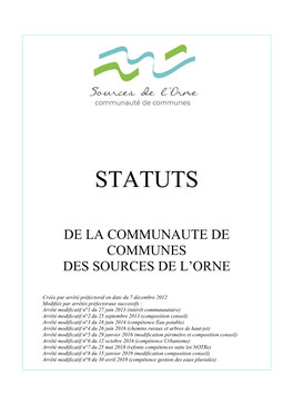 Statuts De La CDC Des Sources De L'orne