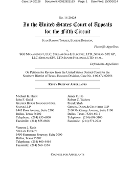 In the United States Court of Appeals for the Fifth Circuit ————————————————————— JUAN RAMON TORRES; EUGENE ROBISON