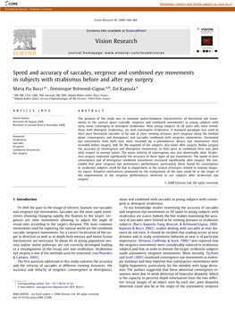Speed and Accuracy of Saccades, Vergence and Combined Eye Movements in Subjects with Strabismus Before and After Eye Surgery
