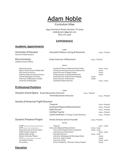 Adam Noble Curriculum Vitae